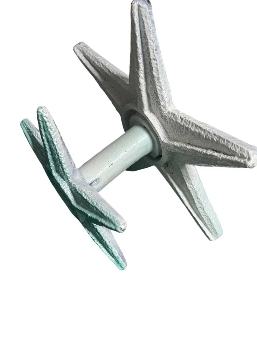 Starfish Wall Hook Coastal Décor Cast Iron Painted White & Aqua Nautical-Themed